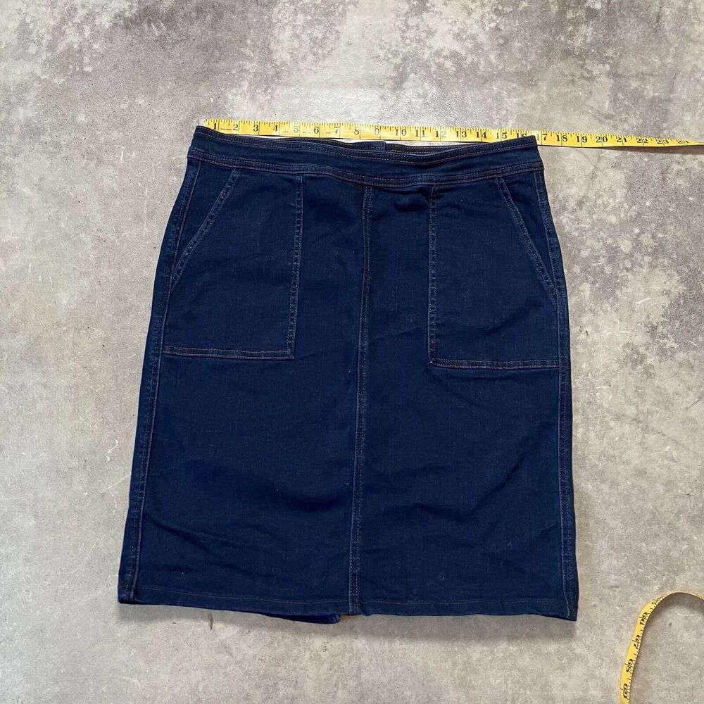Lands End Denim Skirt Womens 12 Blue‎ Pencil Cotton Blend Teacher Classic